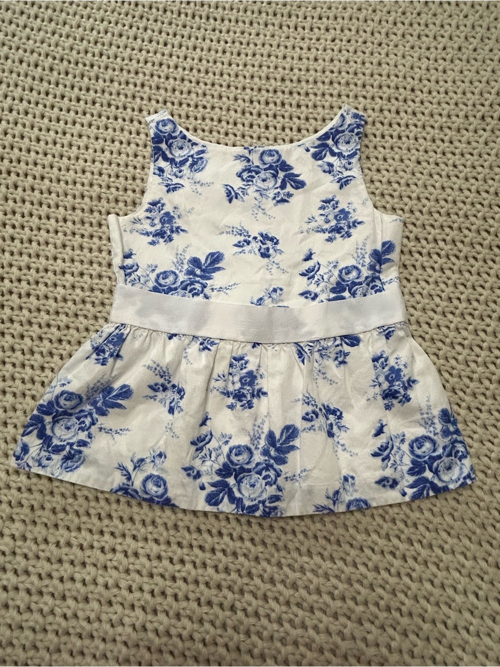 Janie and Jack White Tank Top with Blue Floral Peplum Size 8